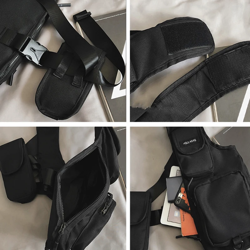 Vest Hip Hop Chest Rig Bag Streetwear Functional Tactical Harness Chest Bags Unisex Fashion Waist Bag Wear-Resistant Waist Pack