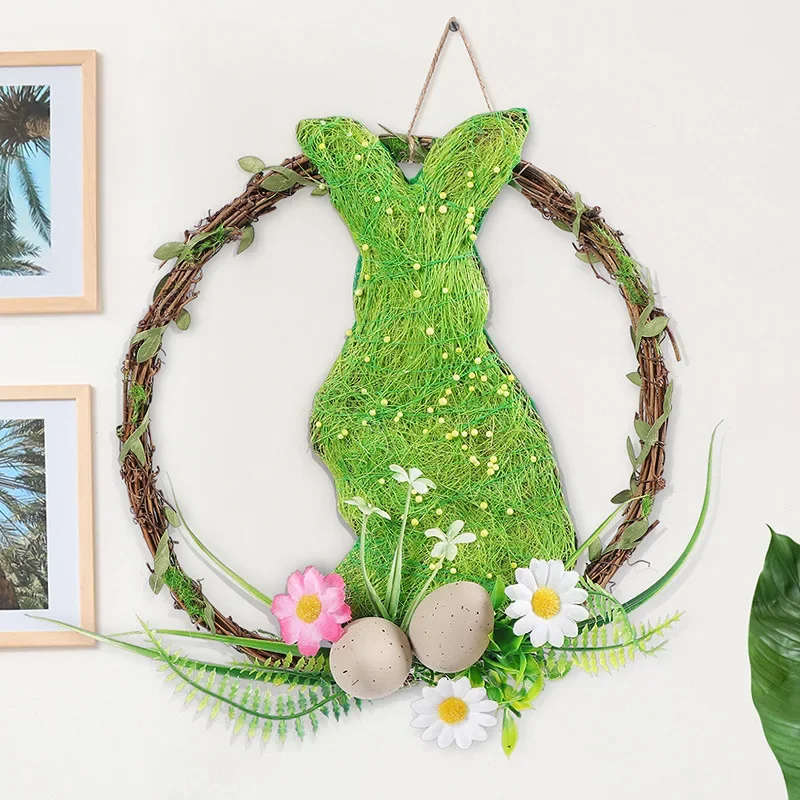 

Новинка 2023, Пасхальный венок в виде зайчика, настенное украшение, счастливый Пасхальный кролик, домашнее искусственное украшение, праздничное украшение