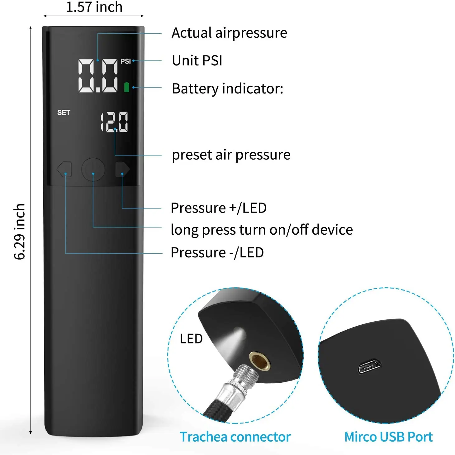 Electric Ball Pump, Smart Air Pump Portable Fast Ball Inflation with Digital LCD Display for Football Basketball Volleyball