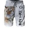 2024 Summer New Men Beach Shorts Casual Cool Animal 3d Print Tiger Short Pants Running Trunks Breathable Men Pockets Swimwear 2