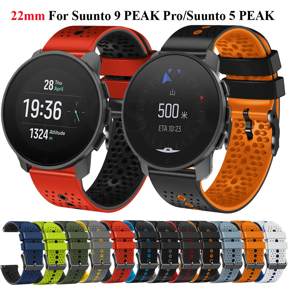 

New 22mm Silicone Watch Band Straps For SUUNTO 5 PEAK/Polar Vantage M2 Samrtwatch Sprot Wristband For SUUNTO 9 PEAK Pro Bracelet