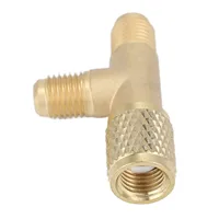 Adaptateur en T de couremplaçant rapide de conditionneur avec noyau de assujeten laiton, structure robuste SAE, adaptateur en T HAVC pour R22, R12, R134, 1/4 po 3
