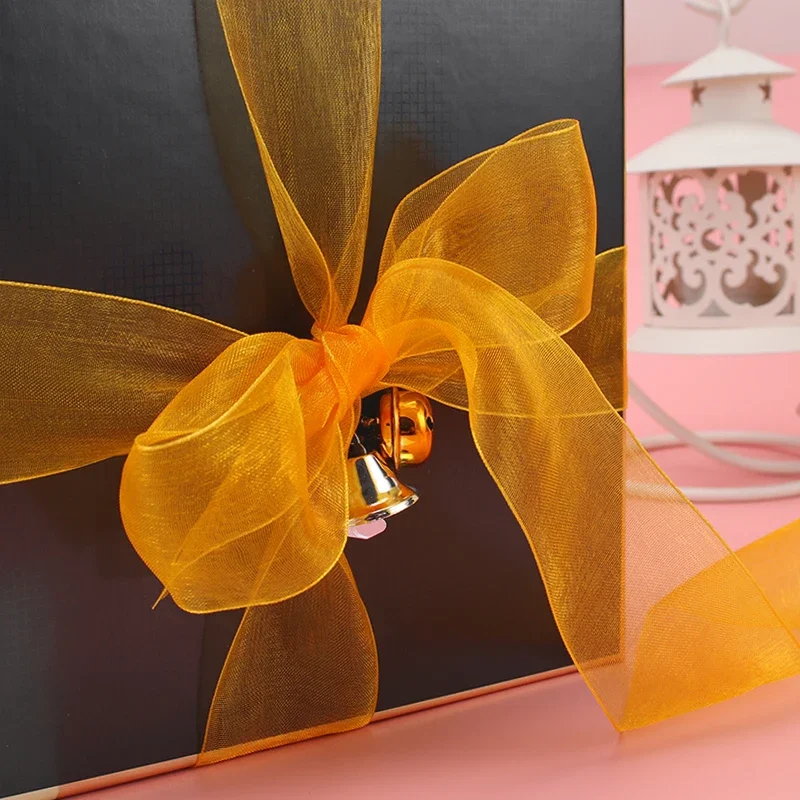 12/15/20/25/40/50mm (50 야드/롤) Organza 얼룩 리본 DIY 공예 결혼식 파티 장식 케이크 선물 활 포장 리본