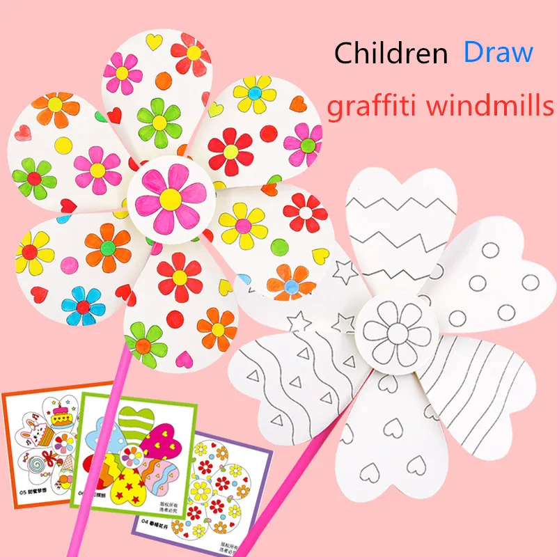 

NEW Creative Drawing Toys for Kids Handmade Art Painting Windmill Toys DIY Graffiti Education Playing Kindergarten Puzzle Toy