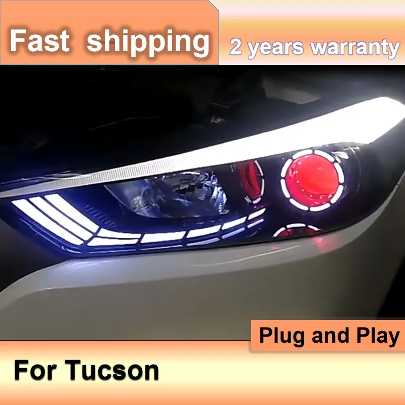 

Автомобильные аксессуары для Hyundai Tucson налобный фонарь 2015-2018 Tucson головной светильник DRL динамический сигнал поворота фара дальнего света
