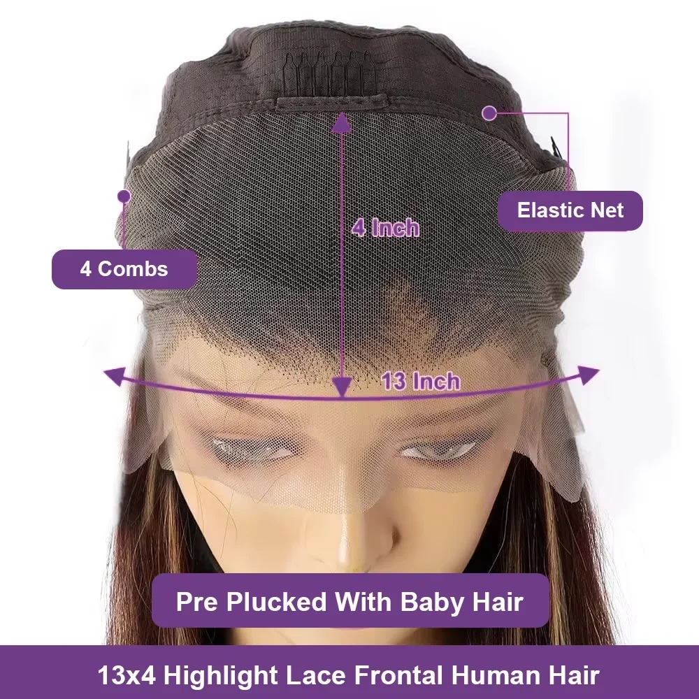 Deep Wave Highlight 13x4 HD Lace Front Bob Wigs Water Wave Human Hair Lace Frontal Wig 10-16 Inch 4/27 Color Preplucked Hair Bob