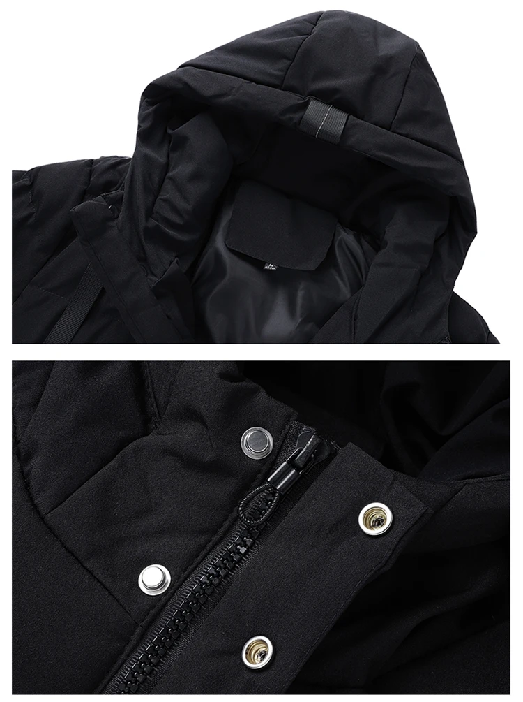 Puffer Jacket Men 8XL Thick Warm Winter Jackets Plus Size Hooded Long Coats Fashion Casual Cotton Padded Parkas Man Outwear Top