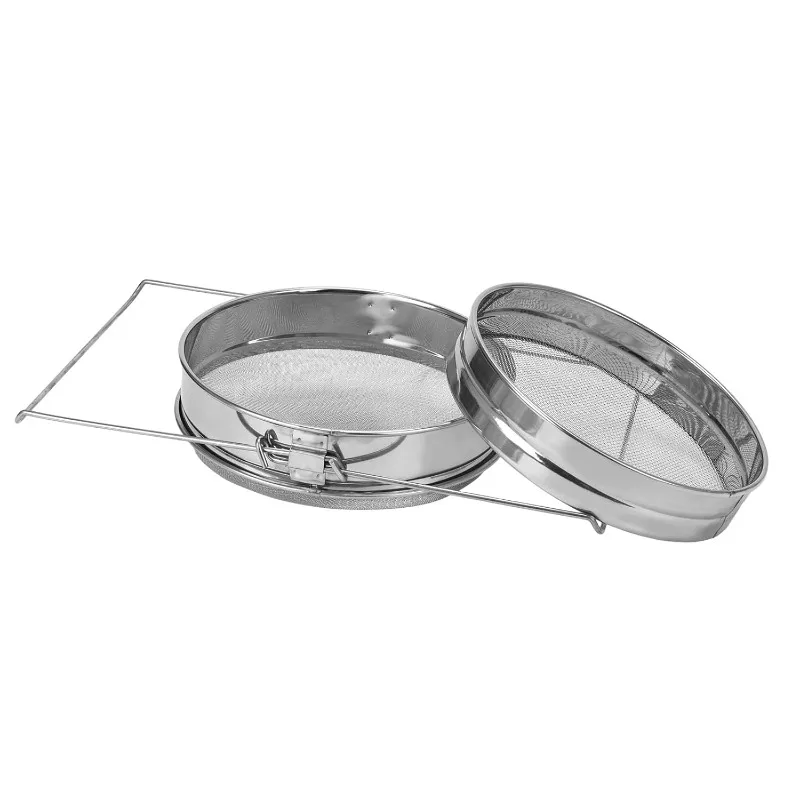 Double Layer Honey Filter Stainless Steel Ultra-fine Mesh Filter Belt with Adjustable Handle for Coarse  Fine Screen Collection