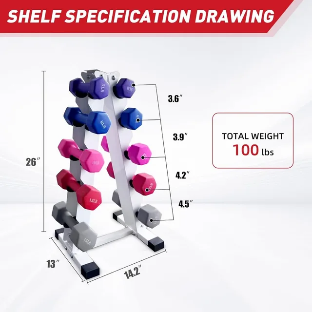 Rubber Hex Dumbbell Set with Rack 3