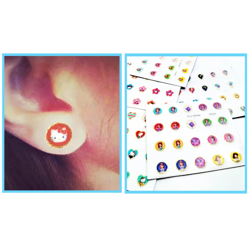 

1/5pcs Frozen Girls Makeup Ear Patch Nail Disney Princess Elsa Anna Stickers Kawaii Sophia Mermaid Kids Earrings Sticker Kid Toy