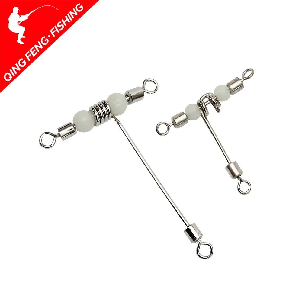 3 Way Luminous T-shape Swivels Fishing Line Connector 10pcs