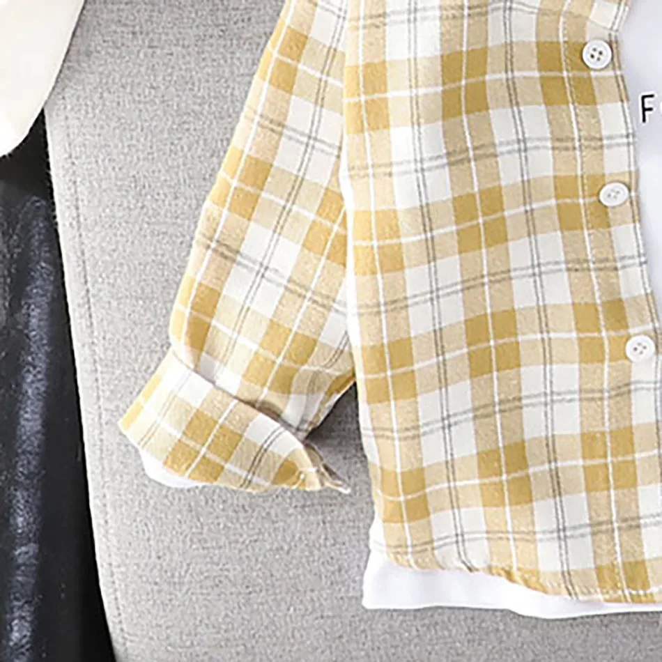 Boys Long Sleeve Plaid Shirts Spring and Autumn Collection for Young Boys with Trendy Korean Design