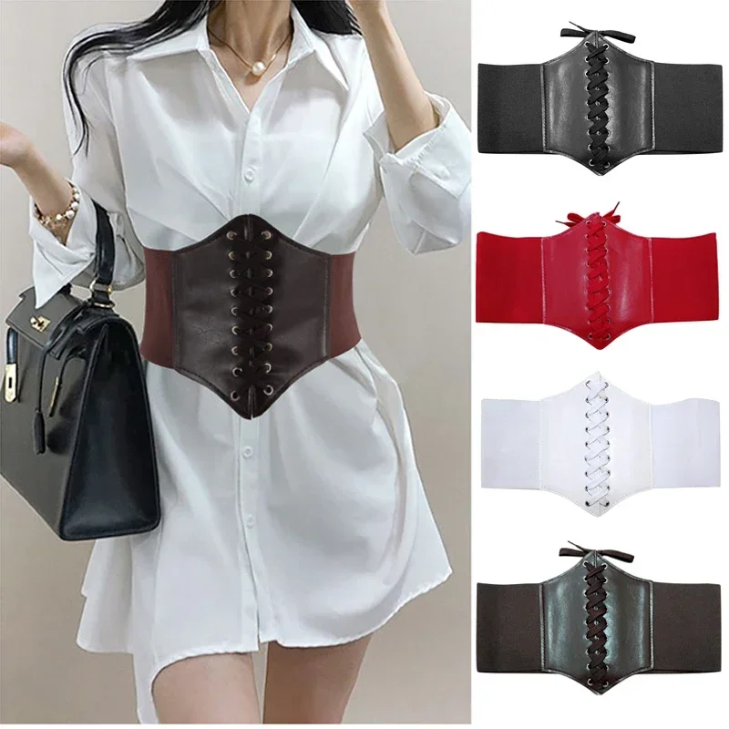 

Fashion Corset Wide Belts Pu Leather Slimming Body Waistband for Women Elastic High Waist Belt Cinto Feminino Ceinture Femme