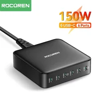 Rocoren 150W USB Type C Charger Fast Charging 6 Ports Desktop Charger Power Station For iPhone 16 15 Pro Max Xiaomi 14 Samsung