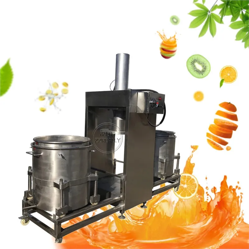 

Commercial Hydraulic Cold Press Fruit Juicer Industrial Cold Press Juicing Machine High Efficiency Double Barrel Stainless Steel