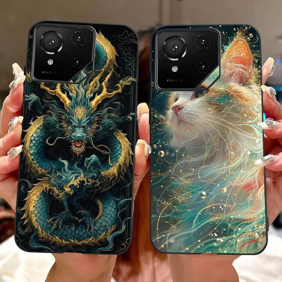 Luxury Cute Cat Silicone Shockproof Bumper Back Cover - Stylish Painted Design