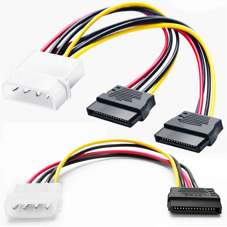 Cavo Alimentazione 4 Pin Molex A Doppia SATA – 2 Connettori Per HDD/SSD/ODD – Nuovo