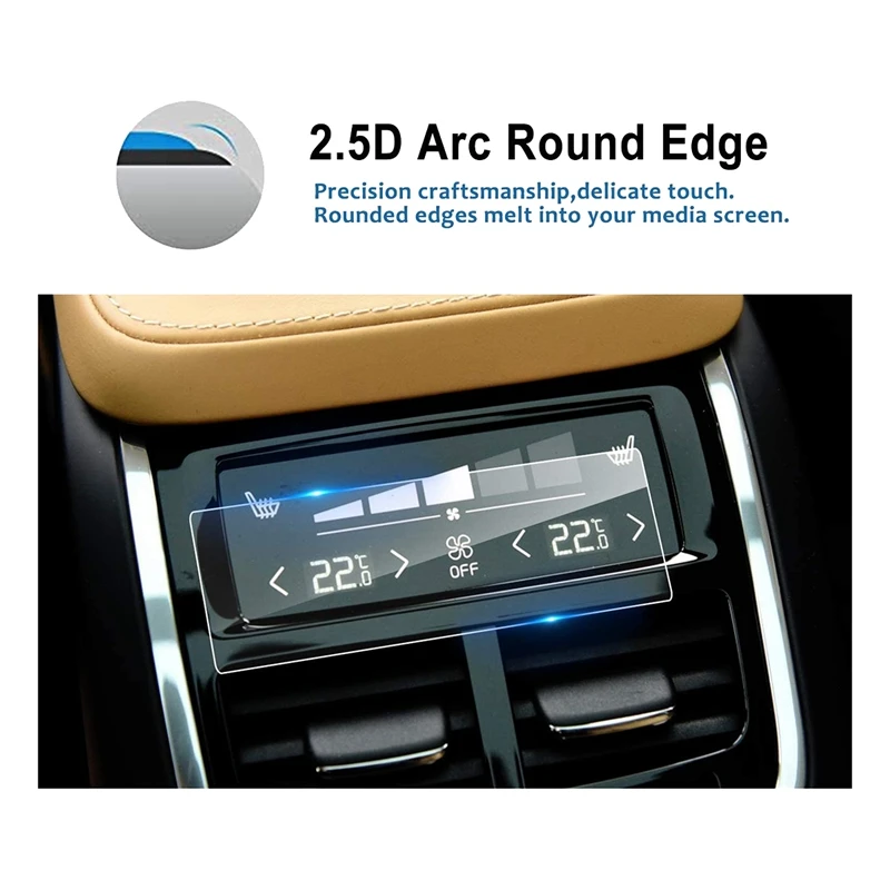 2 PCS Car GPS Navigation Screen Film + Rear Climate A/C Screen Tempered Film For Volvo XC40 XC60 XC90 V90 V60 2016-2021 - 3