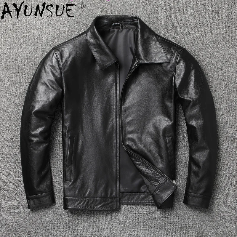 

Genuine Cow Leather Jacket Men Autumn Winter Calfskin Coat Plus Size Jackets Chaqueta De Los Hombres KJ6647