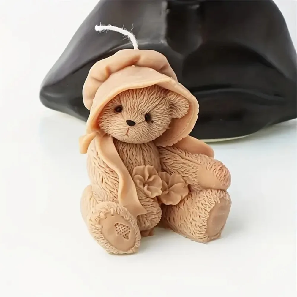Silicone Candle Mold 3D Teddy Bear Animal Cute Couple Bears Epoxy Resin Mould Home Decor Soap Making Tools Romantic Wedding Gift