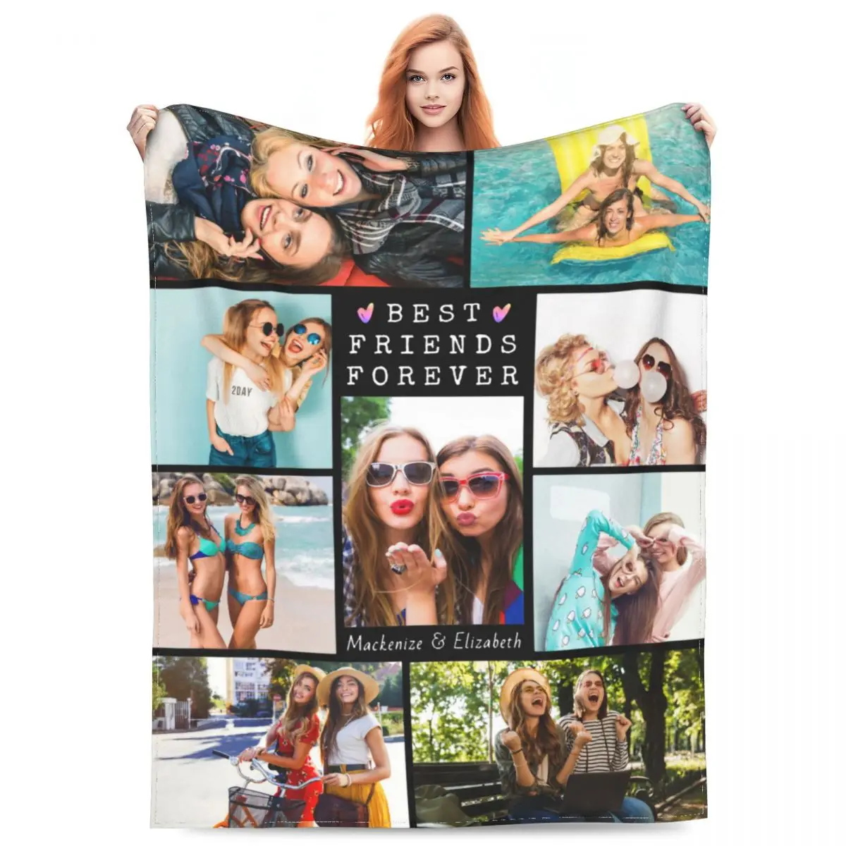 

Custom Blanket Personalized with Photos Text Customized Picture Throw Blanket for Friends Christmas Halloween ValentinesGift