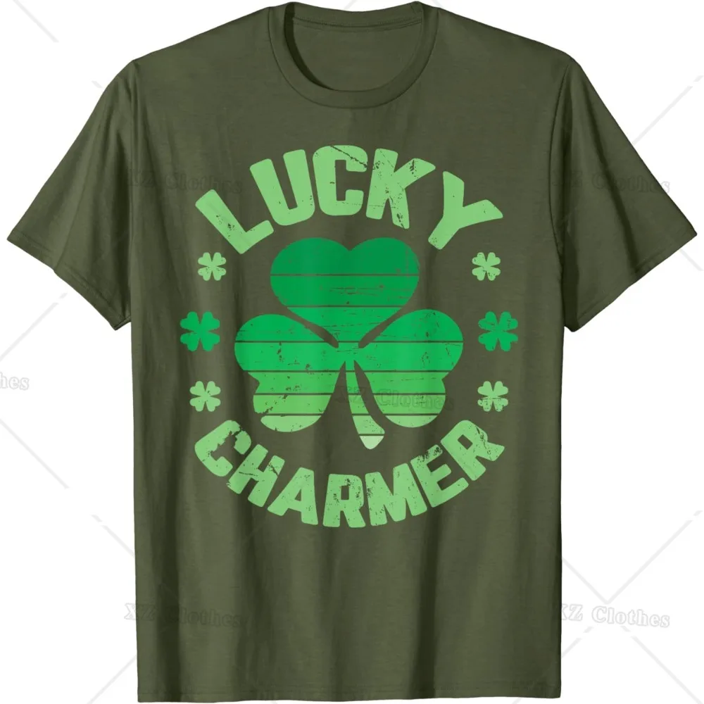 

Хлопковая футболка LUCKY CHARMER and Shamrock с принтом для мальчиков и девочек, забавная футболка на День Святого Патрика для женщин и мужчин