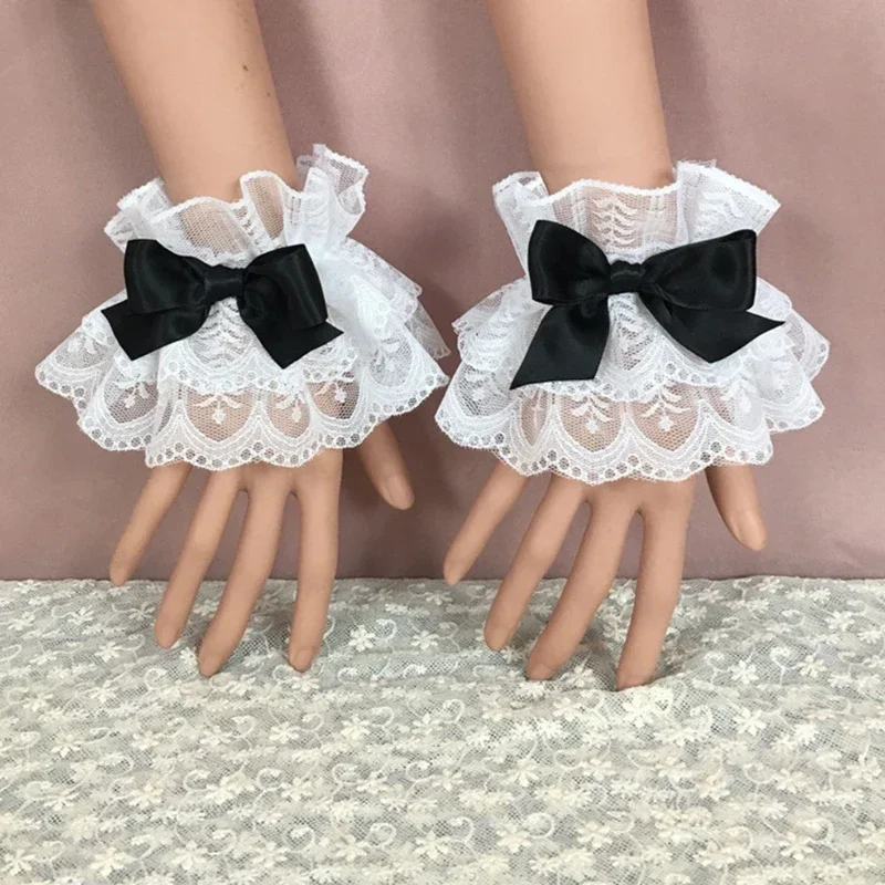 Japanische Frauen Mädchen Lolita Mehrfarbige Schleife Handschuhe Gefälschte Ärmel Manschetten Süße Prinzessin Cosplay Pullover Manschette Abdeckung Handgelenk Zubehör – Detail 6