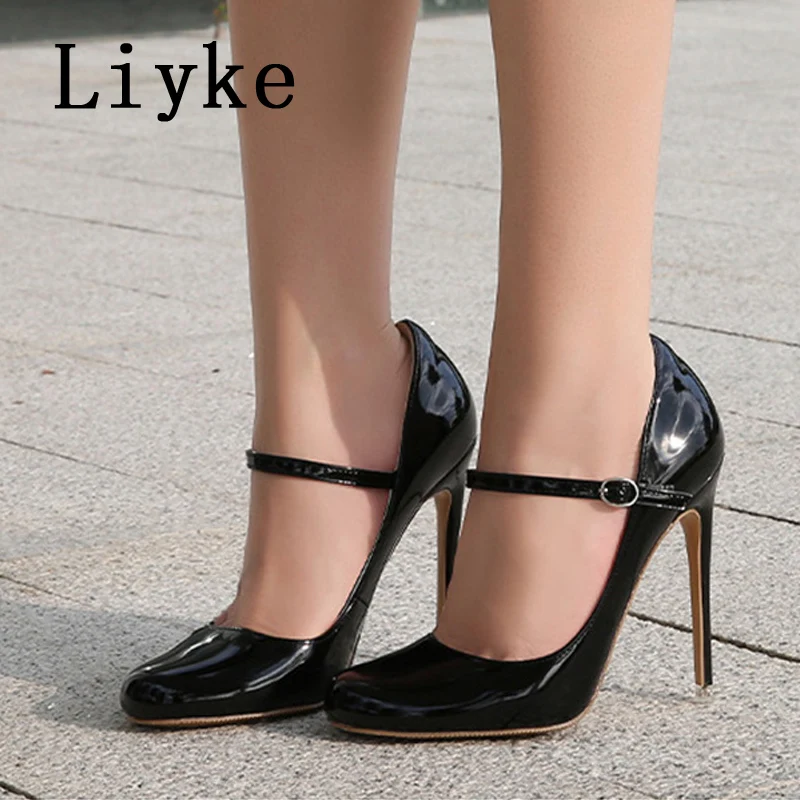 Liyke Big Size 44 45 46 Patent Leather Stiletto High Heels For