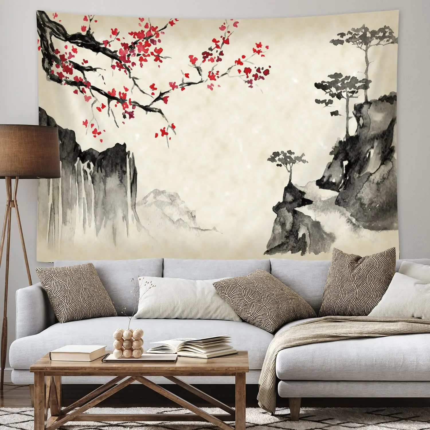 Anime asiático monte floresta fantasia conto de fadas mundo cachoeira flor  de cerejeira natureza cenário por ho me lili tapeçaria - AliExpress