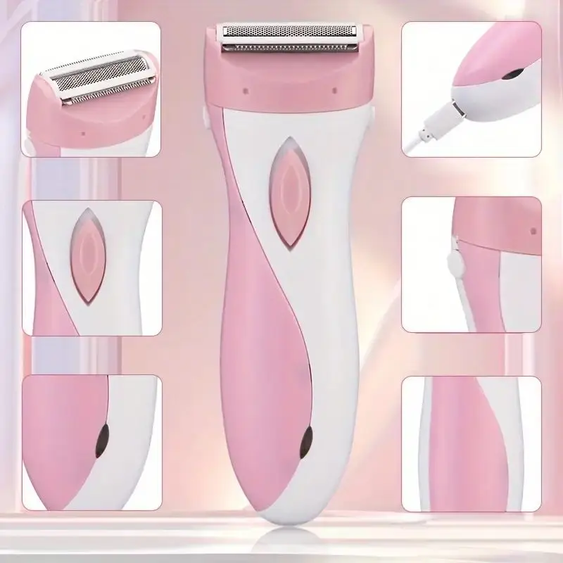 여성용 전기 면도기 - USB 충전식 스테인리스 스틸 면도날이 있는 포일 면도..