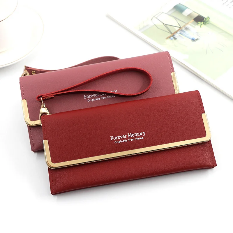 

fashion long wallet women's new solid color simple handbag purse change wallet card bag