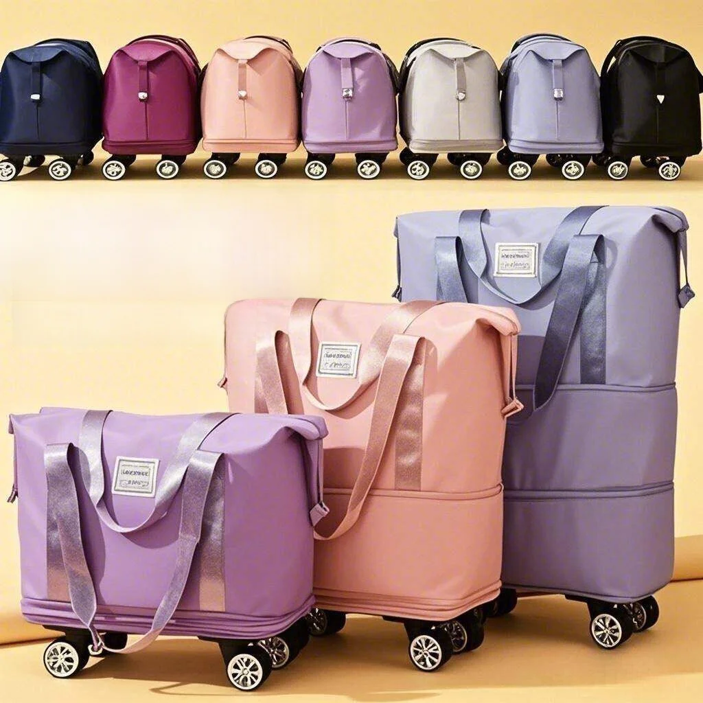 Large Capacity Luggage Bag Handheld Travel Bag Business Trip Carry-On Bag with Universal Wheels Three Layers Storage Bag - 2