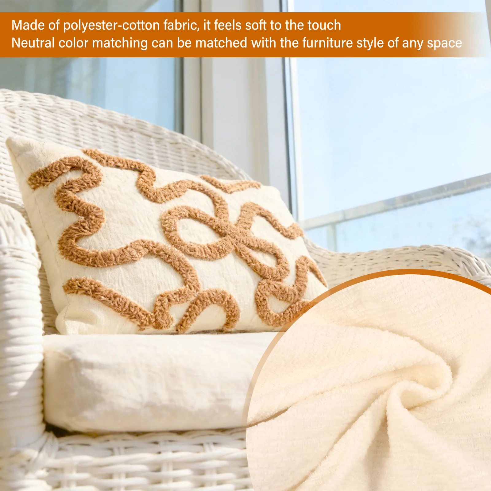 Tufted Throw Pillow Cover 30x50 CM Decorative Pillow Cushion Case Boho Neutral Throw Pillow Decoration for Bedroom Bed Couch