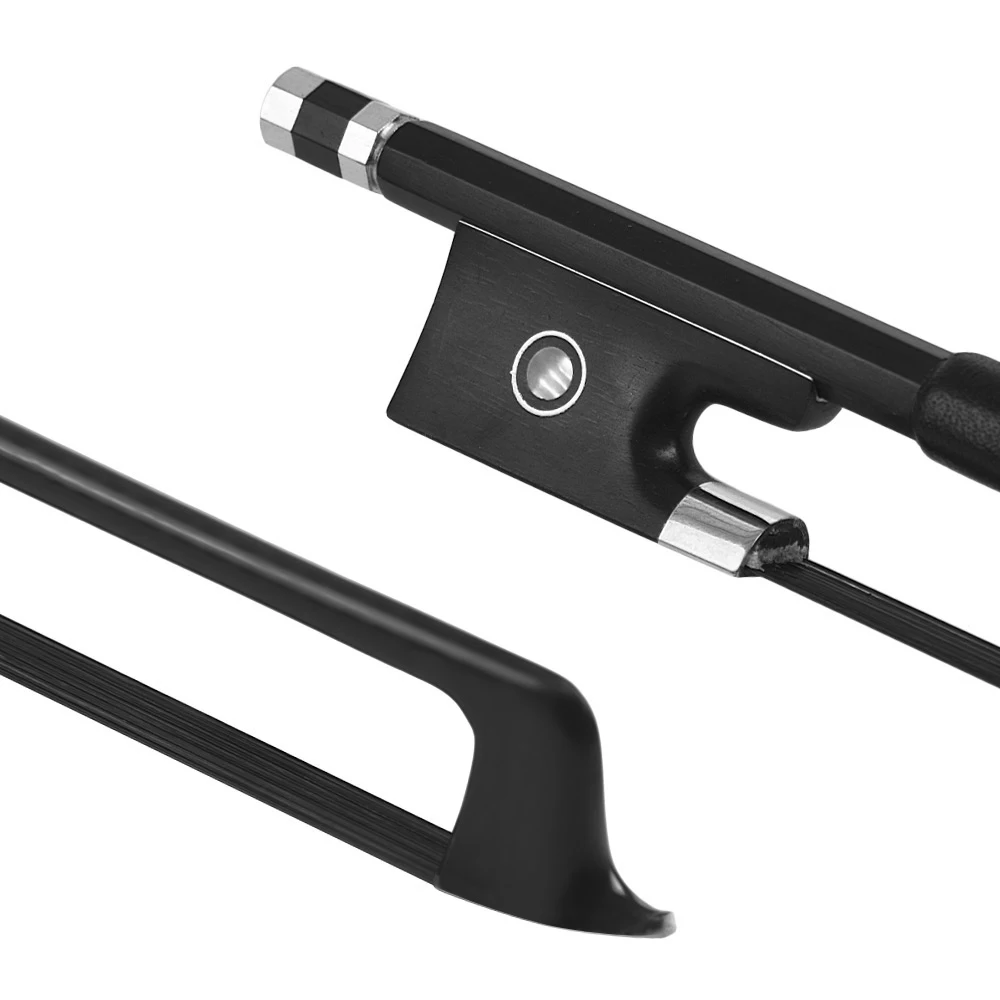 Violin Bow Carbon Violin Bow 4/4 Carbon Round Stick Fiddle Ebony Black Horsehair Well Balanced