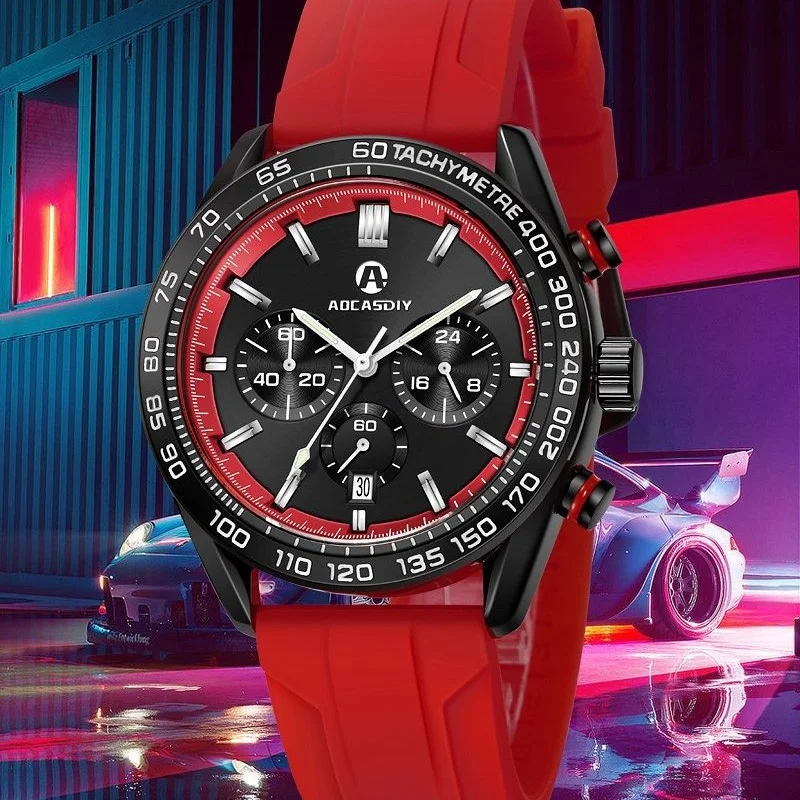Cool fashion men's watch luxury brand calendar luminous waterproof wristwatch Leisure sports timing silicone strap Man watches