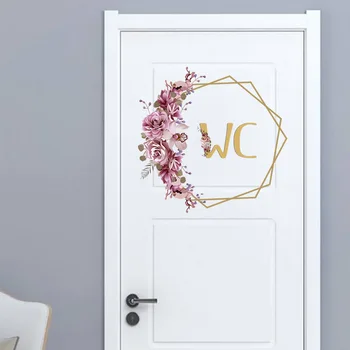 Flowers Men and Women WC Wall Sticker for Bathroom Decoration Vinyl Home Decals Waterproof Poster Door Stickers Toilet Sign