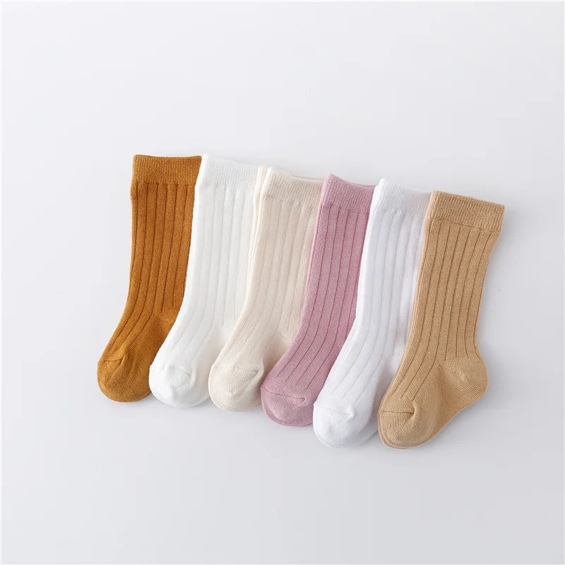 Lawadka 0-5Years Kids Boys Girls Socks Cotton Solid Striped Soft Baby Knee Long Children's Socks School Sport Baby Sock 12 Color 4