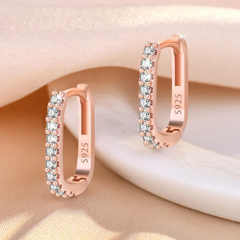 New trending 925 Sterling Silver classic Crystal Jewelry Fashion Zircon Circle Hoop Earrings for Woman Lady Wedding Party Gifts 6