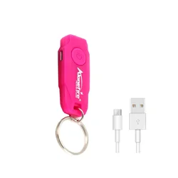 Compact USB Rechargeable Mini LED Keychain Flashlight - Lithium Polymer Battery (Red)