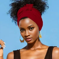 Hot selling stretch jersey turban african headband solid color super soft extra long breathable headband for women 1
