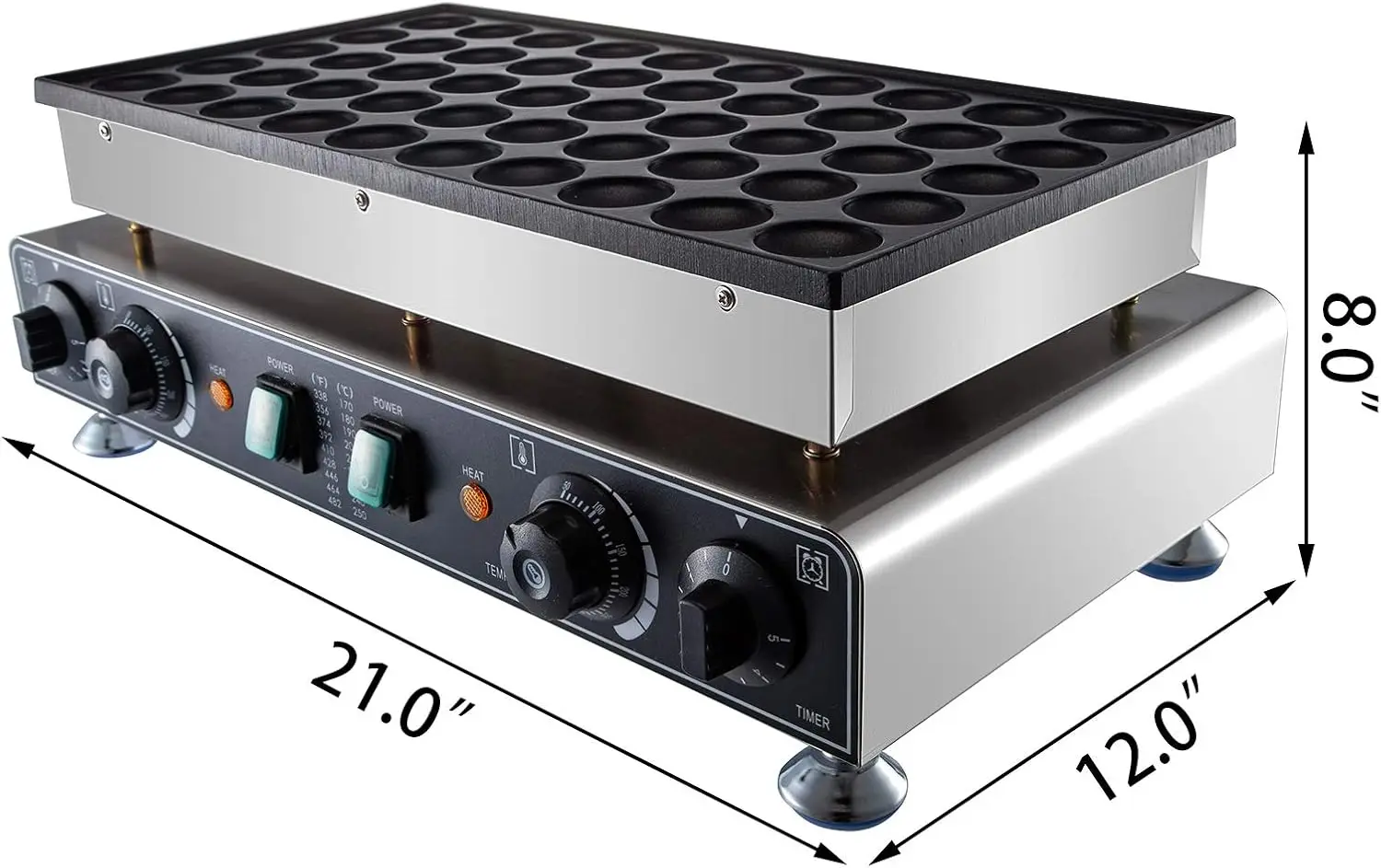 110V Mini Dutch Pancake Baker, 50PCS 1700W Commercial Electric Nonstick Waffle Maker Machine, 1.8 Inches Pancake Maker wit 2