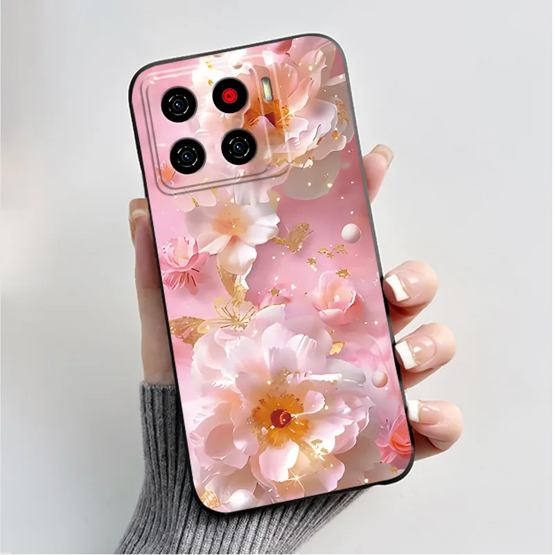 Luxury Fashion Butterfly & Floral Black Soft TPU Silicone Protective Phone Case