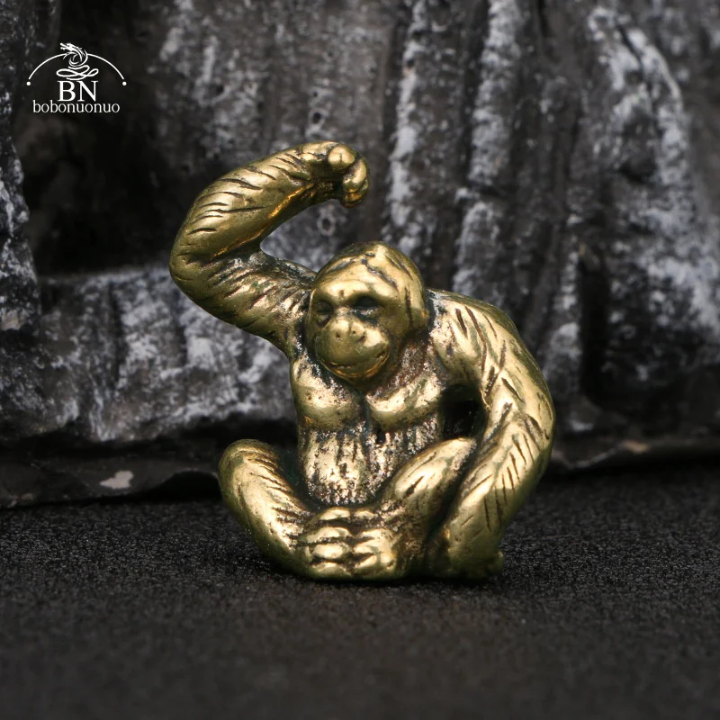 Figurina di scimmia in ottone Mini statua di animale ornamento Home