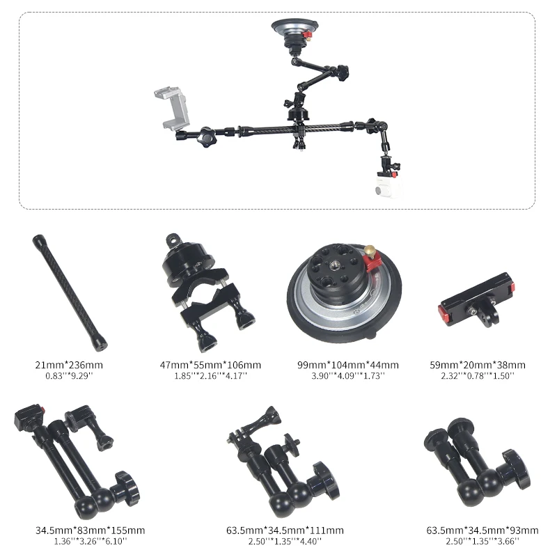 Magic Arm 7 Zoll 11 Zoll Klemme 4 Zoll Vakuum Saugnapf Autotelefon Action Kamerahalter für GoPro Insta360 DJI Action Smartphone – Detail 9