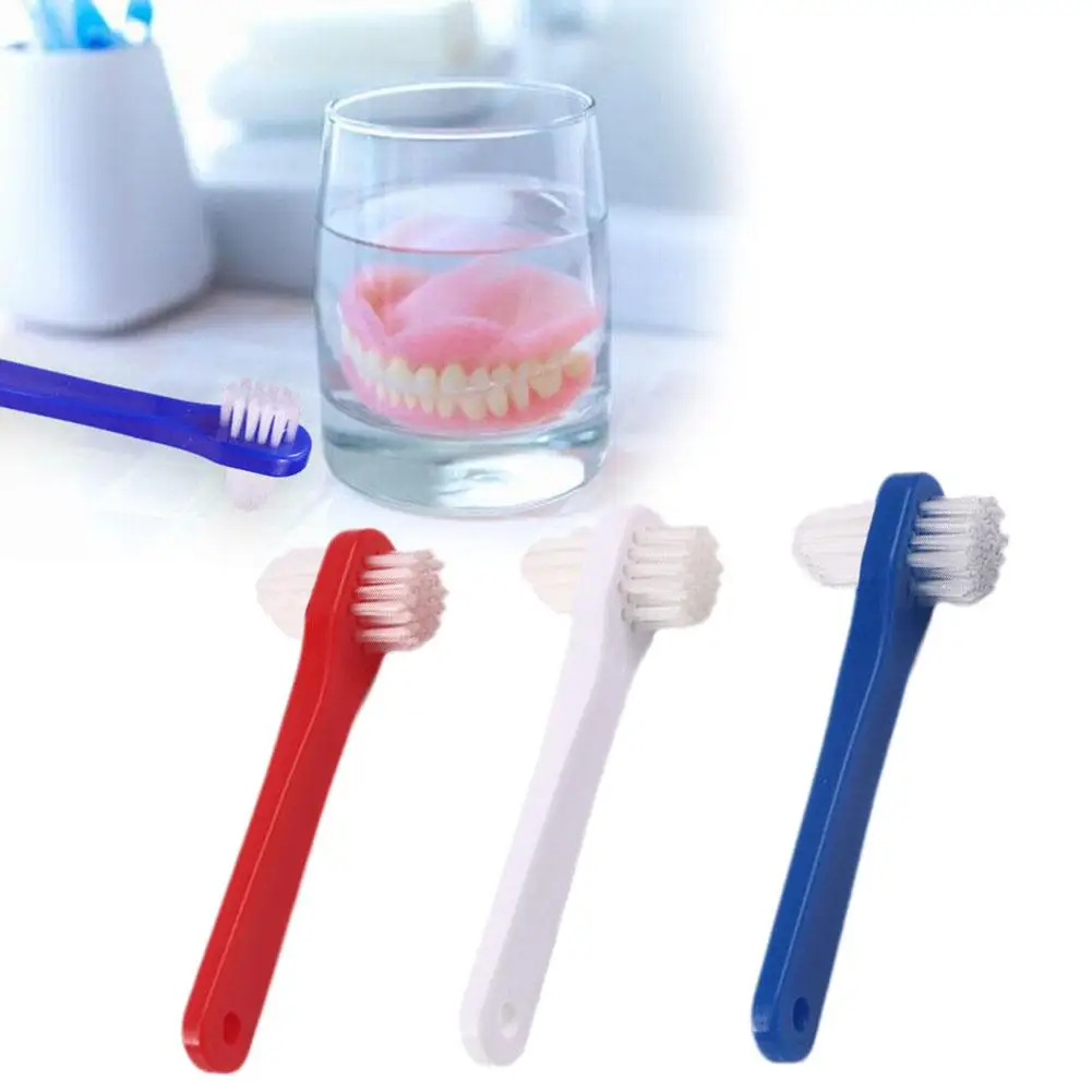 

Denture Brush Solid Color Adult Toothbrush Small Double Fillings Accessory Dental Dental Ended Toothbrush Denture E3K6