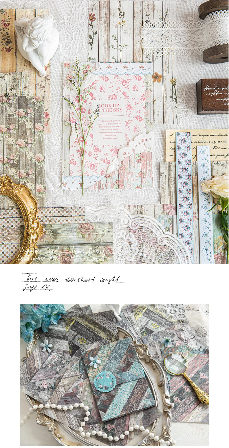 30 Blatt Dekor Scrapbook Vintage Materialien Papier Combo Kit DIY Junk Journal Collage Fotoalbum Retro Hintergrundpapier – Detail 15