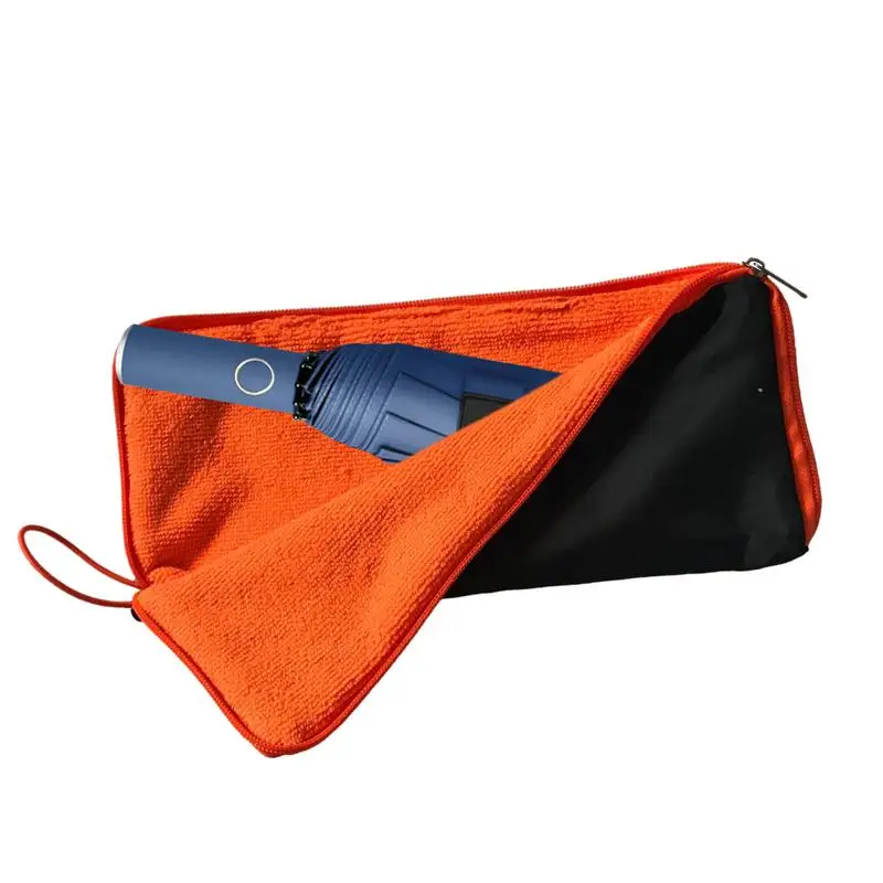 Folding Umbrella Bag Wet Umbrella Bags Zipper Chenille Quick-Drying Bag Durable Hand Towels For Cars Home umbrella storage bag