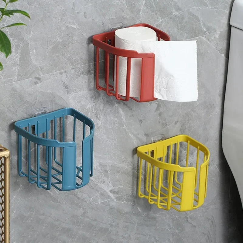 Bathroom Kitchen Tissue Box Punch-Free Toilet Paper Shelf Wall-Mounted Sticky Paper Storage Box Roll Holder Toilet Storage toilet paper holder tissue box tissue storage box tissue dispenser wet tissue storage box
