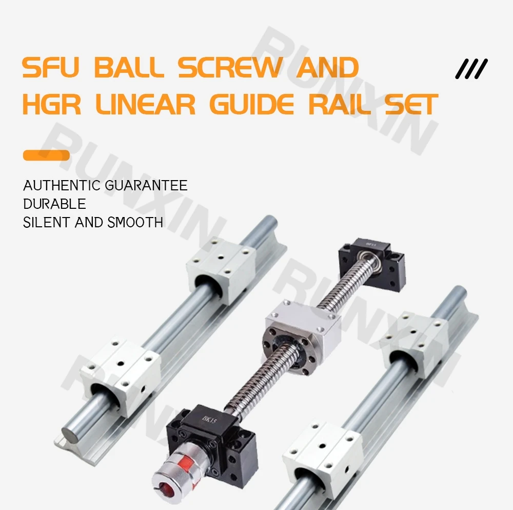 Description Picture 2 of itemRXTNC ball screw kit 2pcs SBR25 Linear Guides with 4pcs SBR25UU slider blocks+1 Kit SFU2510 300-1400mm for CNC Router Engraving