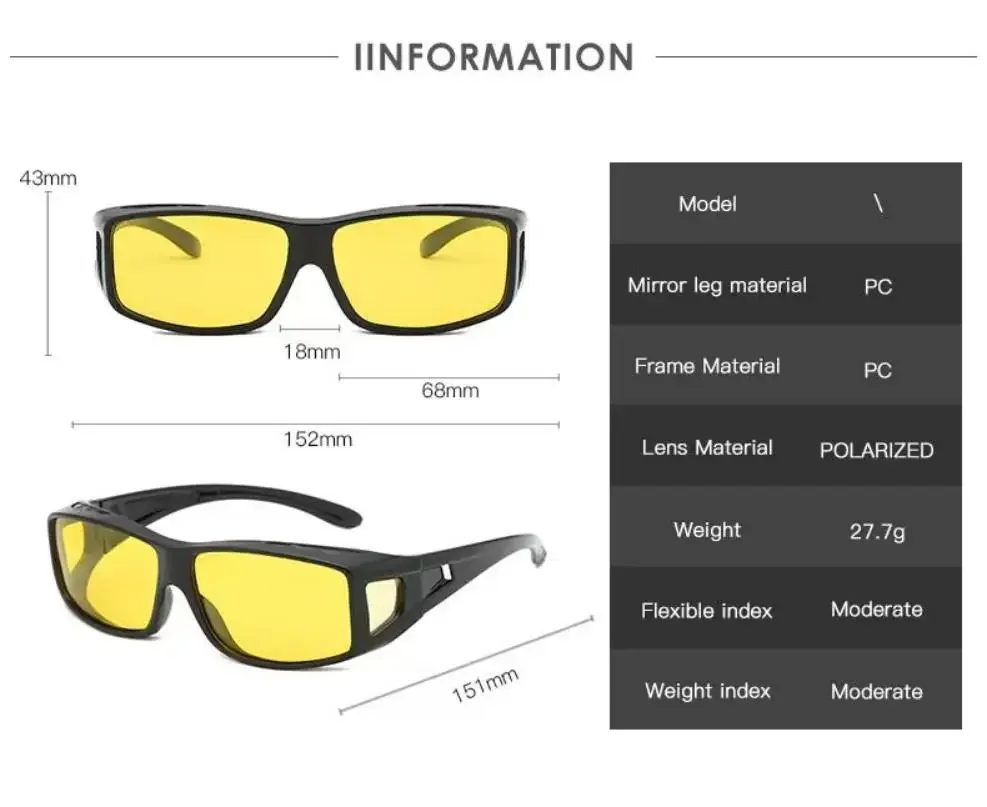 Night Vision Goggles Men Women Night Driving Glasses Polarized Yellow Lens Large Protective Sunglasses UV400 Outdoor Goggles night vision glasses night vision sunglasses driving sunglasses